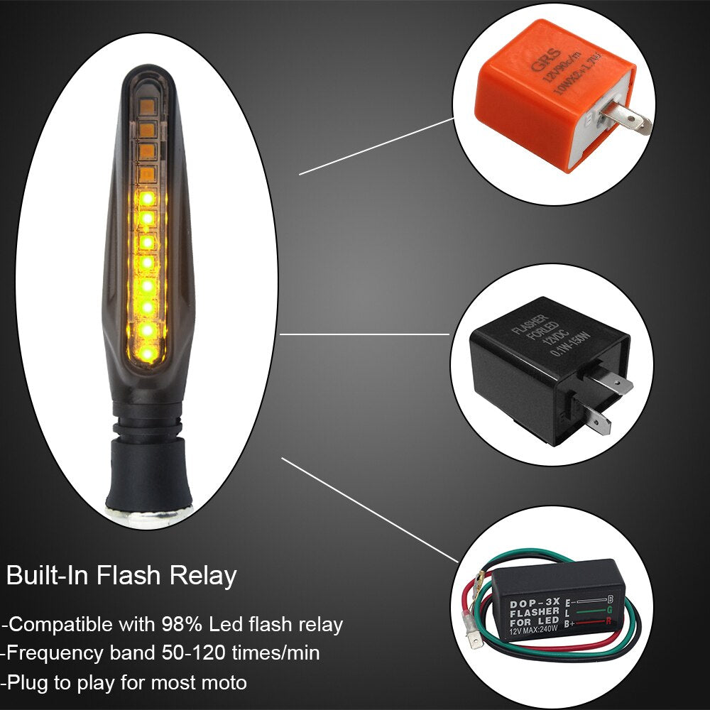 2-Piece 12V Flexible LED Motorcycle Turn Signals – Amber