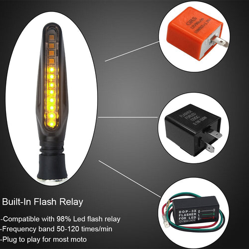 2-Piece 12V Flexible LED Motorcycle Turn Signals – Amber