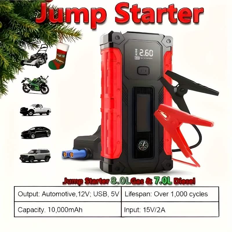 12V Portable Jump Starter with Optional 150 PSI Tire Inflator