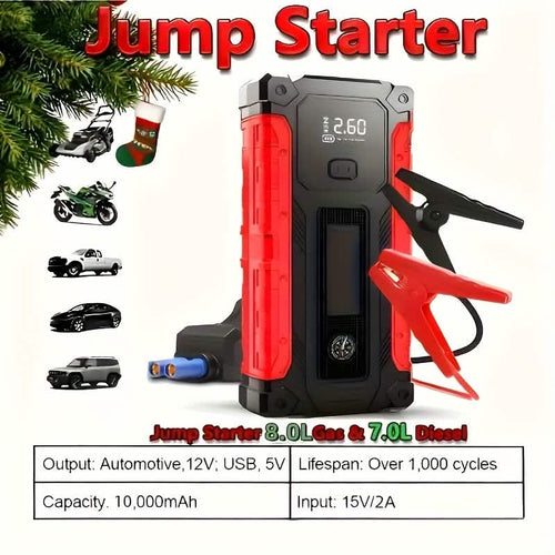 12V Portable Jump Starter with Optional 150 PSI Tire Inflator