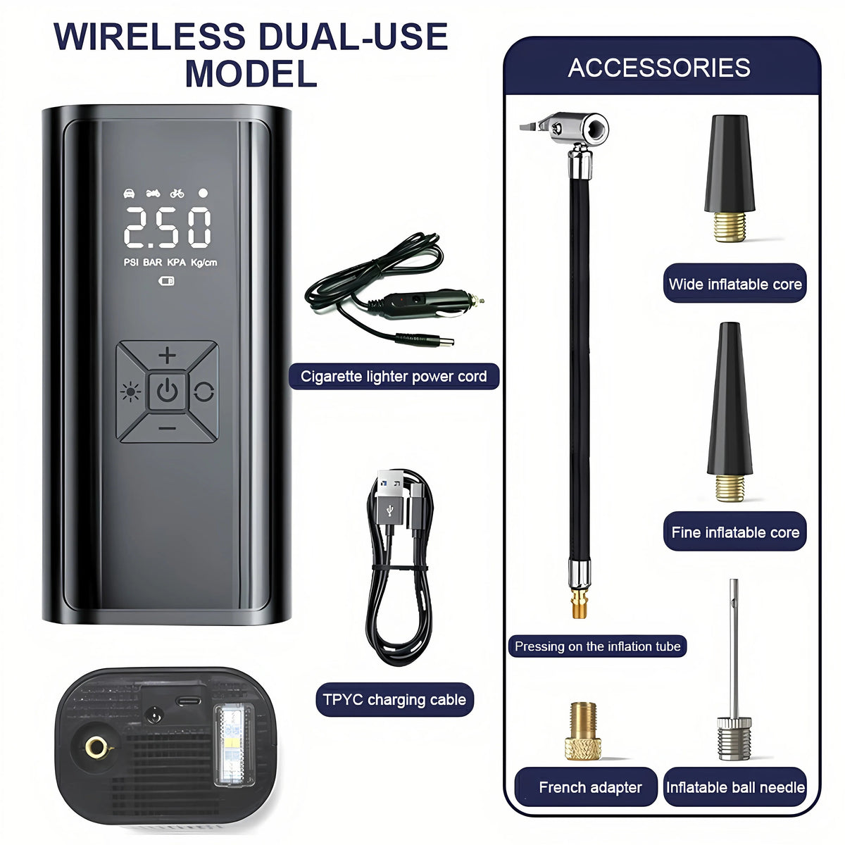 150 PSI Cordless Motorcycle Tire Inflator – 6000mAh