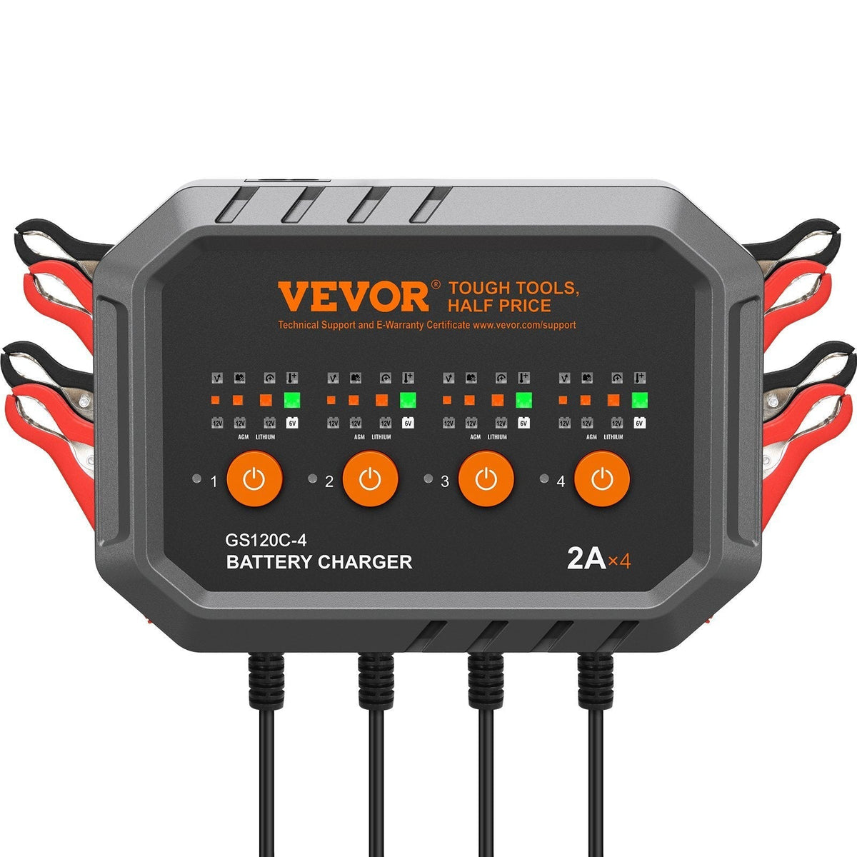 4-Bank 6V/12V Motorcycle Battery Charger & Maintainer – 8A