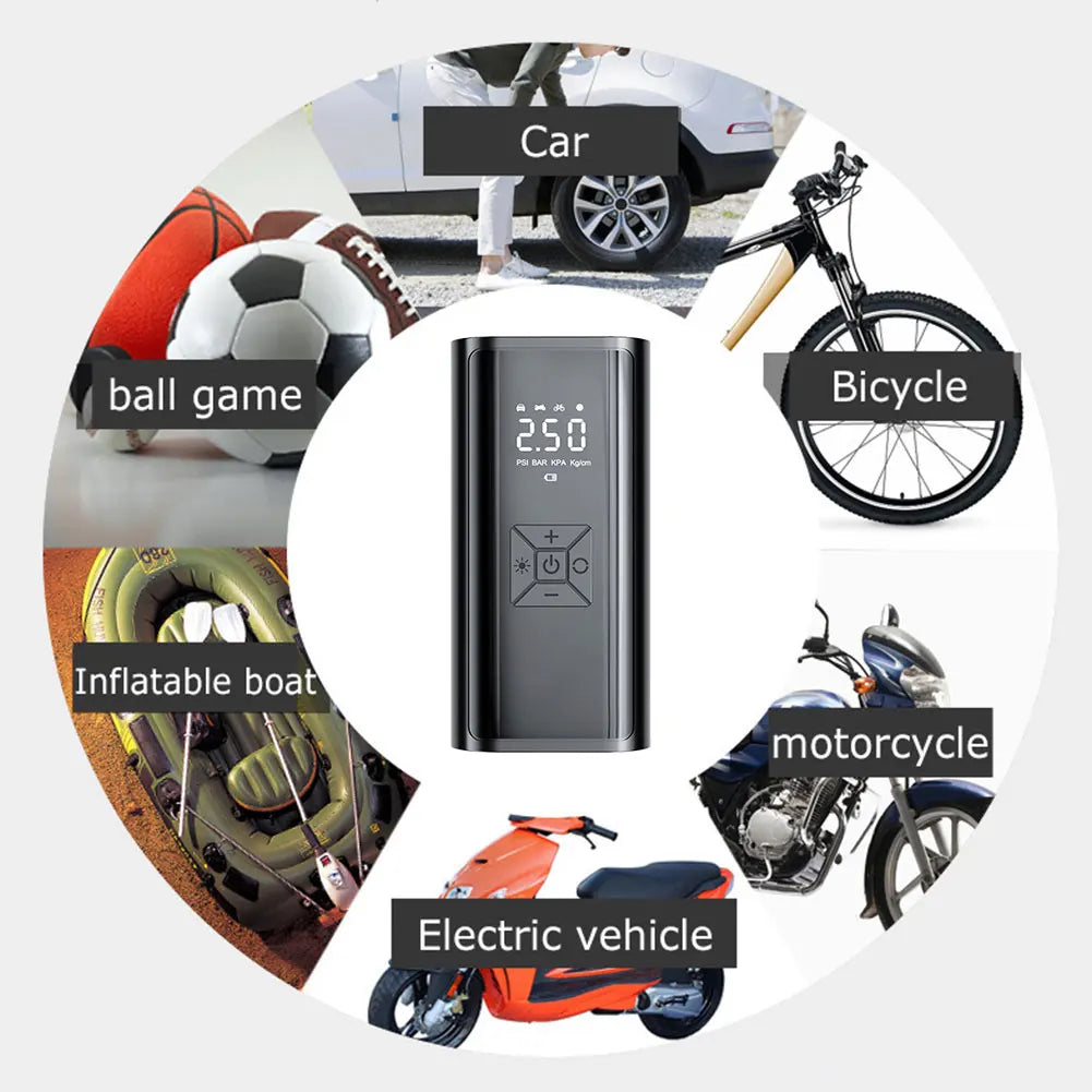 150 PSI Cordless Motorcycle Tire Inflator – 6000mAh