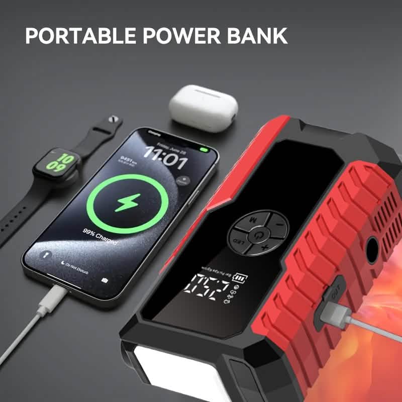 12V Portable Jump Starter with Optional 150 PSI Tire Inflator