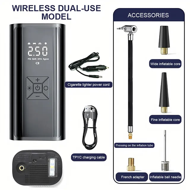 150 PSI Cordless Motorcycle Tire Inflator – 6000mAh