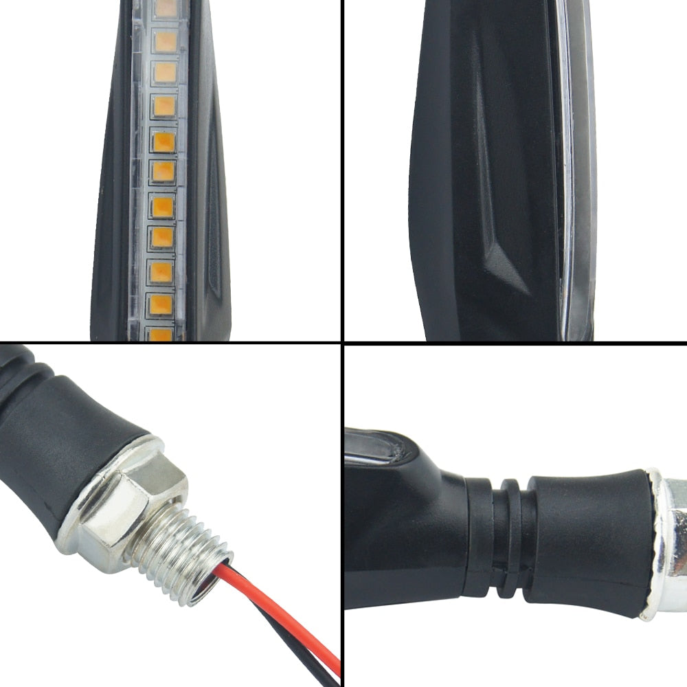 2-Piece 12V Flexible LED Motorcycle Turn Signals – Amber