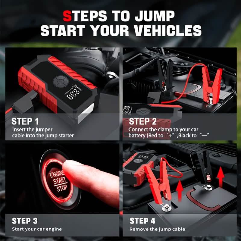 12V Portable Jump Starter with Optional 150 PSI Tire Inflator