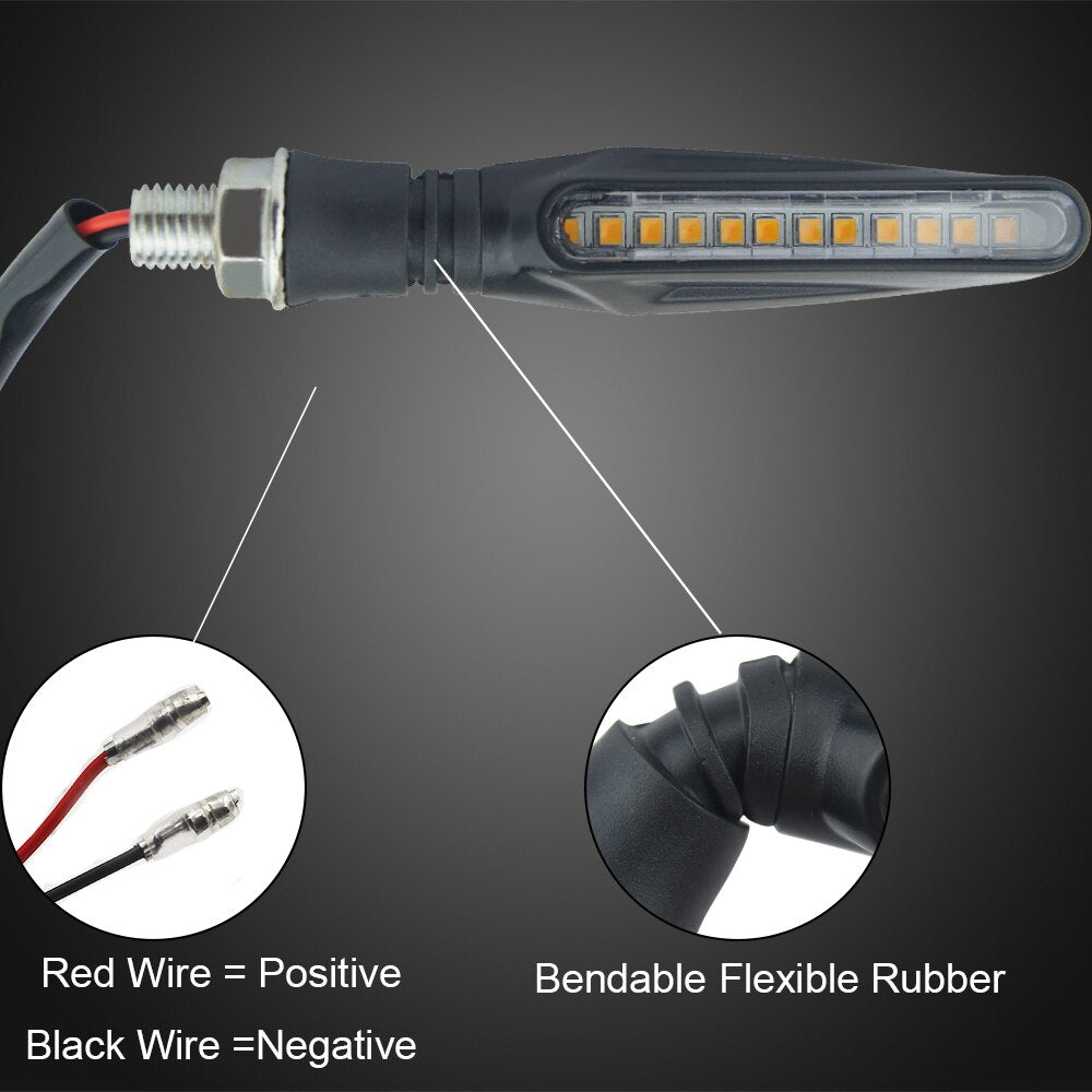2-Piece 12V Flexible LED Motorcycle Turn Signals – Amber