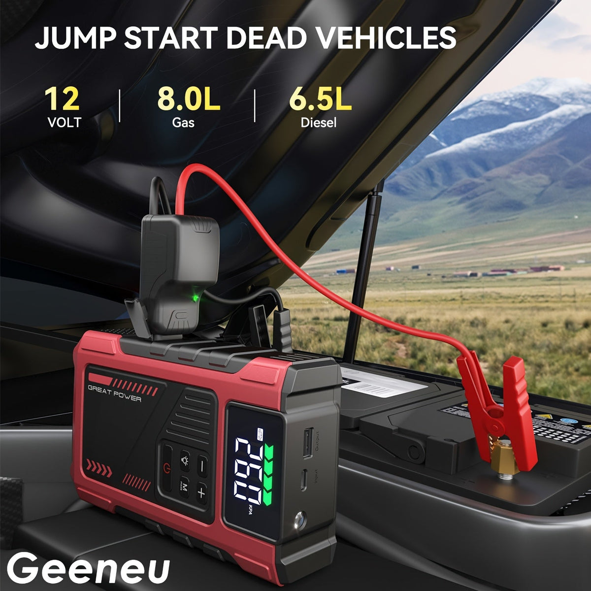 9-in-1 12V Jump Starter & Portable Tire Air Compressor