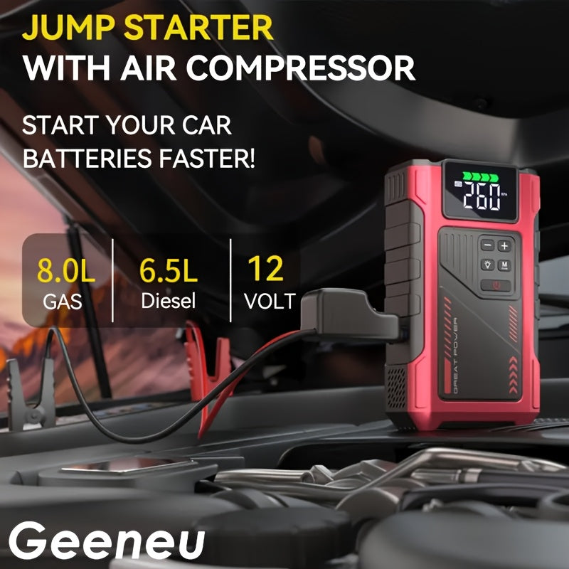 9-in-1 12V Jump Starter & Portable Tire Air Compressor