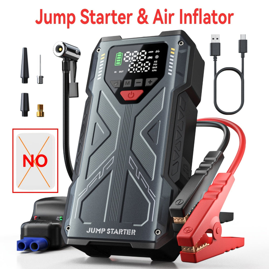 9-in-1 12V Jump Starter & Portable Tire Air Compressor