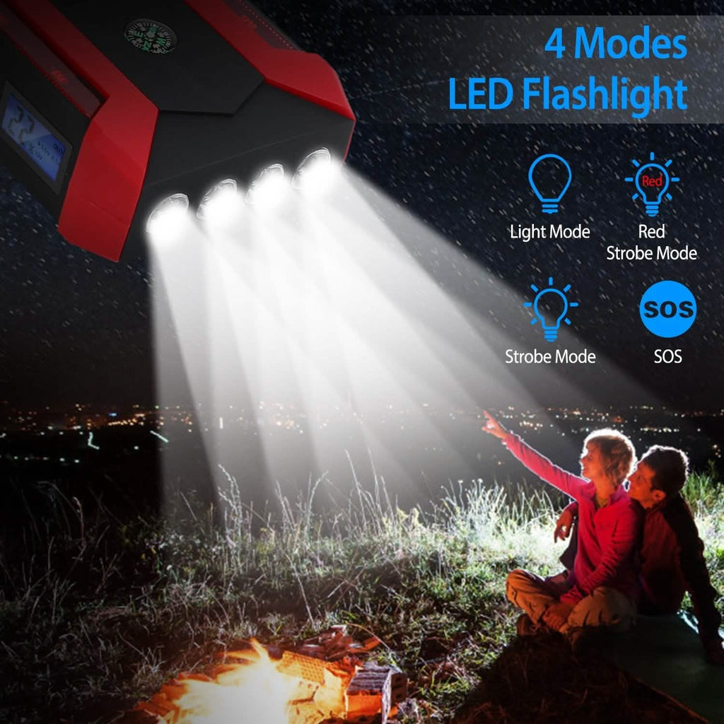 1000A Portable Jump Starter & 20,000mAh Power Bank with LCD