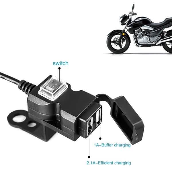 Waterproof Dual USB Motorcycle Handlebar Charger – 9V–24V